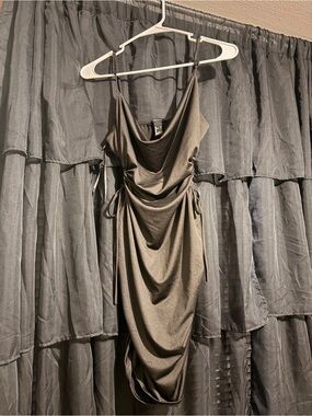 F21 Elegant Ruched Slip Dress in black